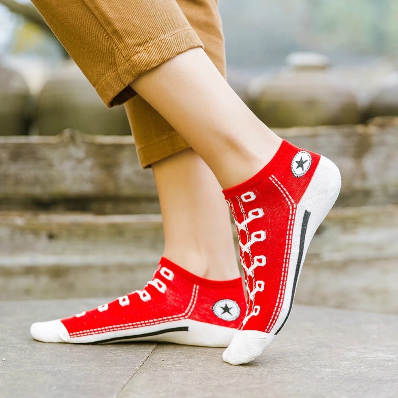 Vớ Cotton Canvas Siêu Mỏng Thoáng Khí In Họa Tiết Thời Trang Cho Nam Và Nữ