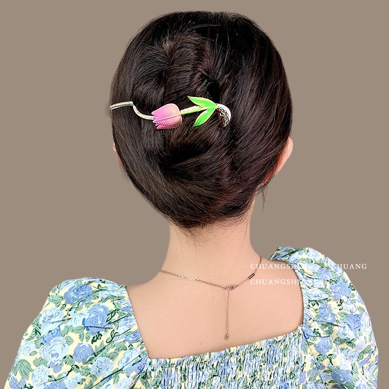 Kẹp Tóc Hình Hoa Tulip Thời Trang Mùa Hè Cho Nữ