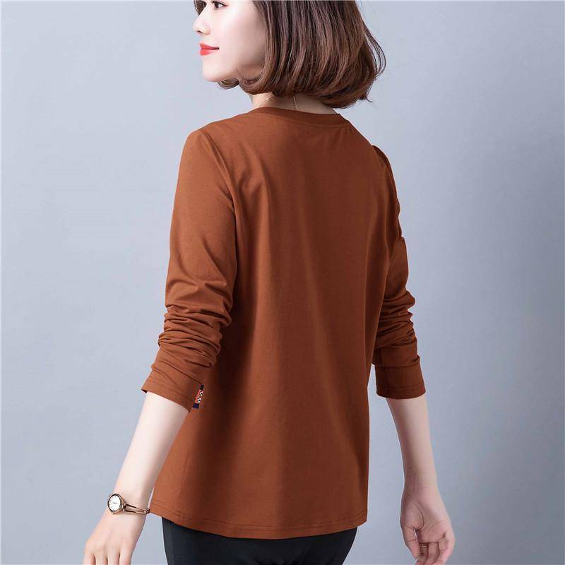 Áo Thun Tay Dài Dáng Rộng Cỡ Lớn Thời Trang Cao Cấp Dành Cho Nữ Trung Niên