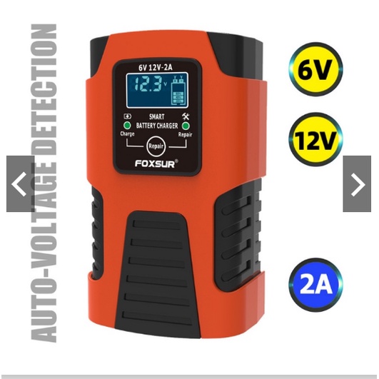 Sạc ắc quy 6V 12V 2A CHÍNH HÃNG FOXSUR có chức năng khử sunfat chống ngược cực tự ngắt khi đầy sạc bình ắc quy xe máy