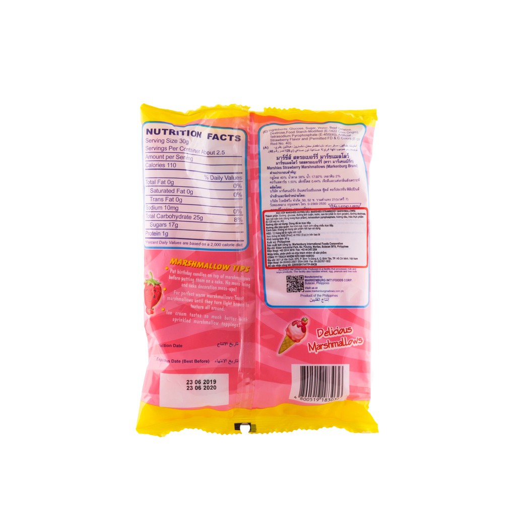 Kẹo Bông Gòn Marshmallow Marshies Hương Dâu (gói 40g) | BigBuy360 - bigbuy360.vn