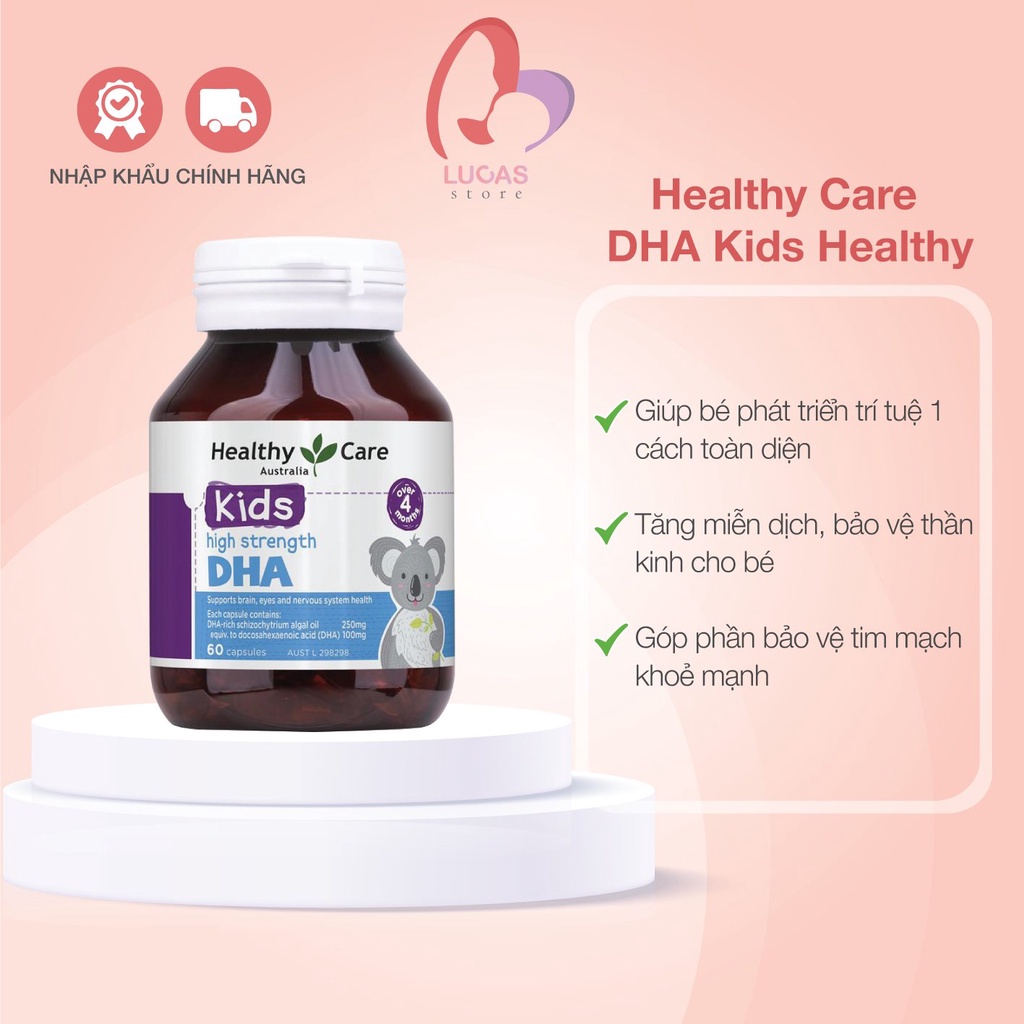Viên Uống Bổ Sung DHA Của ÚC Cho Bé Healthy Care Kids DHA 60 Viên - TP067