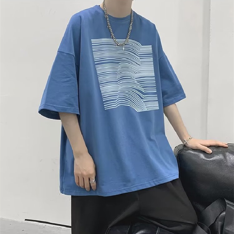 Áo Thun Dáng Rộng In Họa Tiết Kẻ Sọc Thời Trang Mùa Hè Hàn Quốc Cho Nam Và Nữ size M-8XL