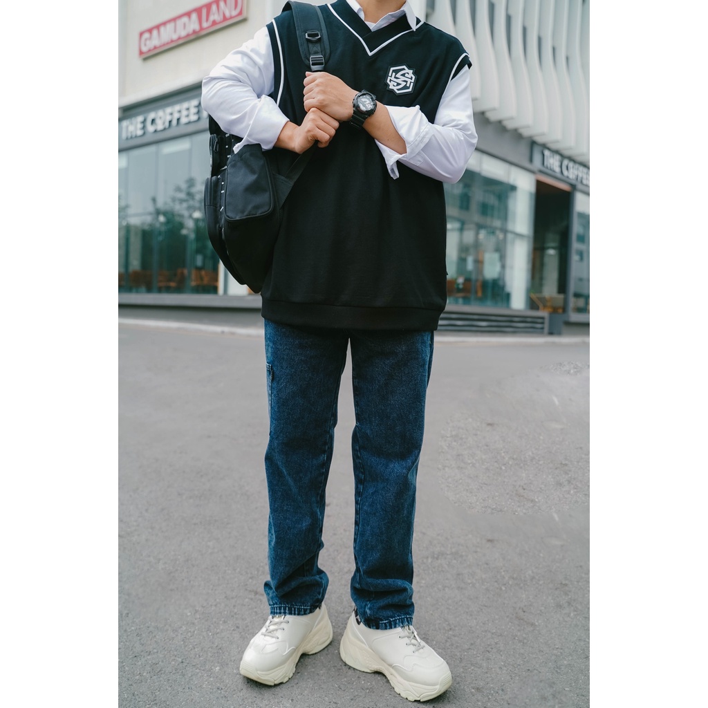 Quần Jeans Suông Baggy Ống Rộng Cotton 1 Túi Gối Quần Ulzzang Nam Ống Đứng I'm Basic (QJS02)