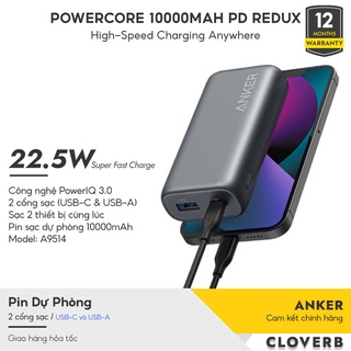 Pin Dự Phòng 10000mAh ANKER Powercore Redux PD A-9514 Sạc Nhanh 22.5W + IQ 3.0 Cho iPhone 13 Pro Max Samsung OPPO Xiaomi