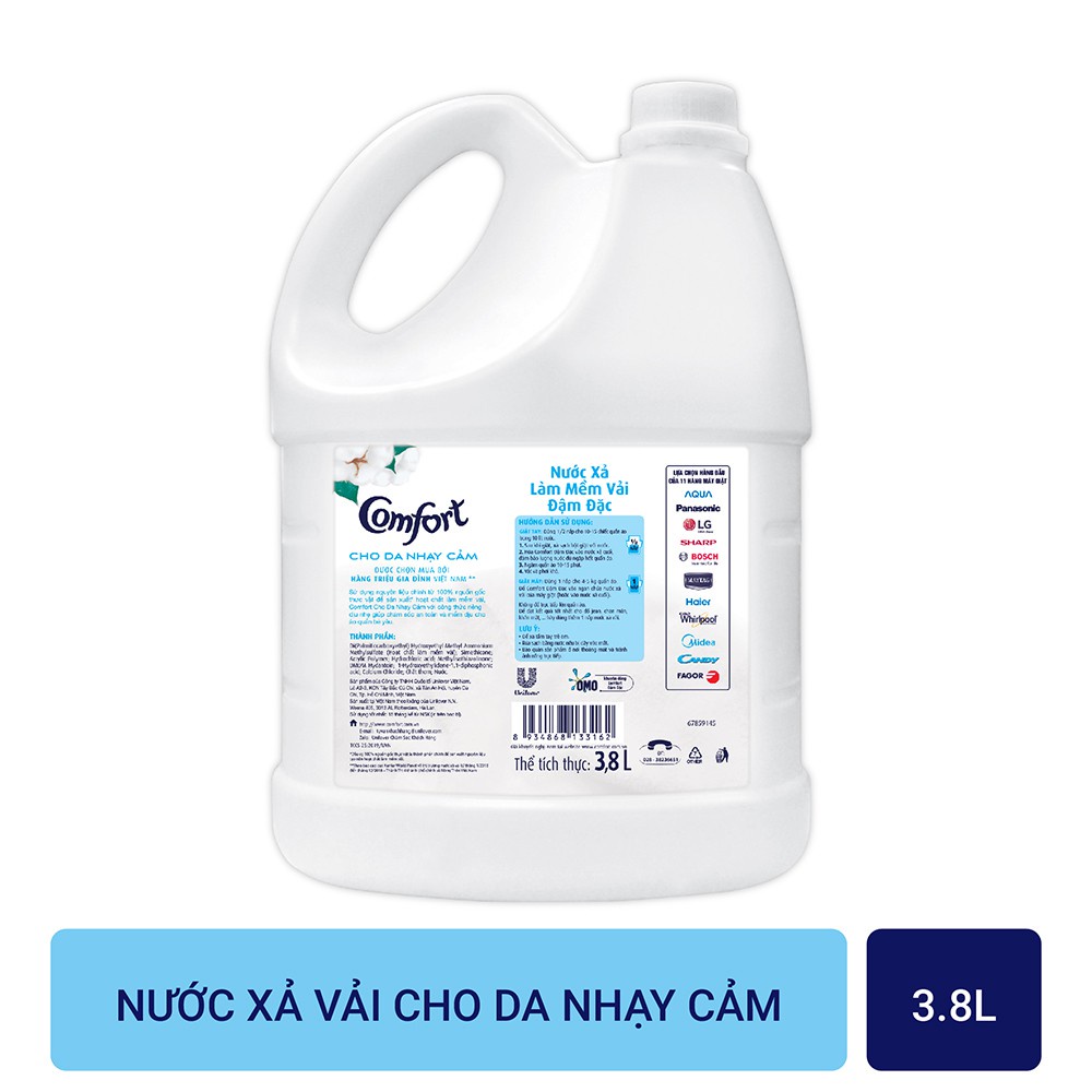 Nước xả vải Comfort Cho Da Nhạy Cảm chai 3.8L