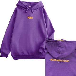 Áo hoodie màu tím jimin never walk alone