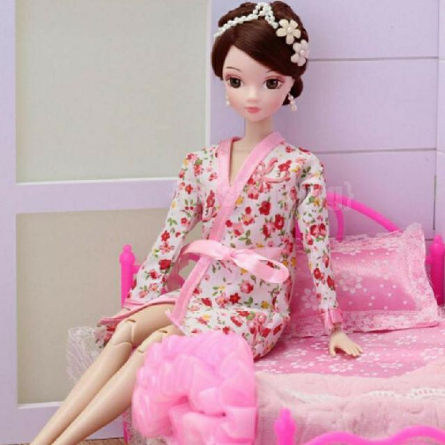 Bộ áo choàng kimono và dép cho búp bê Barbie 30cm