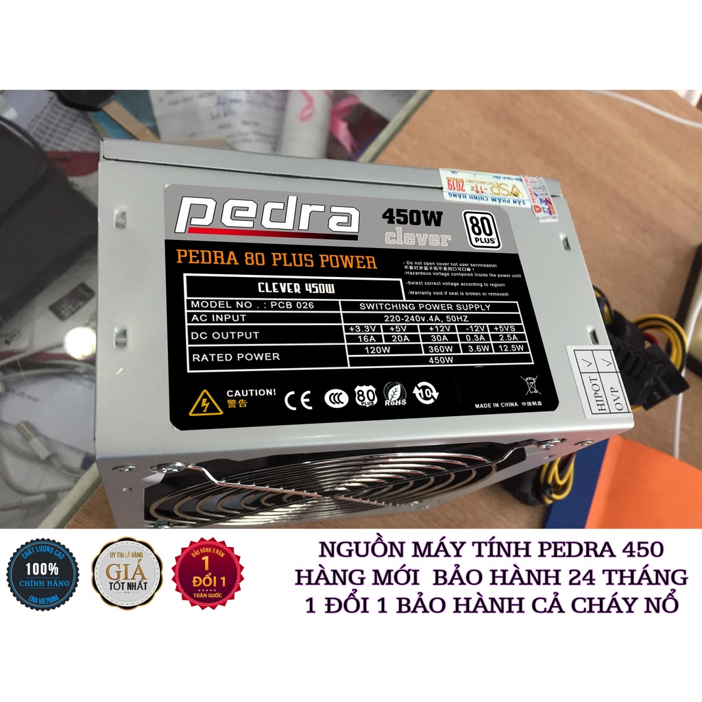 Nguồn Máy Tính Pedra  Clever 80Plus 450W mới phân phối bời BÌNH DƯƠNG SERVICES BH 24 tháng 1 đổi 1