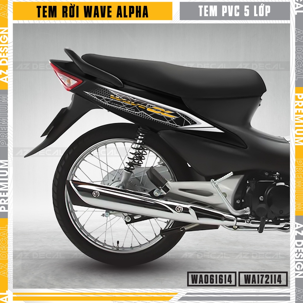 Tem Độ Xe Wave A 100 110 Mẫu Họa Tiết Cách Điệu | WA14 | Decal Rời Dán Xe Máy Chống Nước Bền Màu