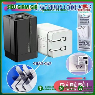 CỦ SẠC NHANH 4 CỔNG | Remax Rp U43 | Sạc 4 Thiết Bị 1 Lúc | 36001 VuaPhuKien