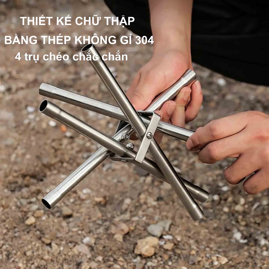 Giá đốt than gấp gọn dã ngoại - vỉ đựng củi đốt cắm trại du lịch - bếp cắm trại gọn nhẹ VT169