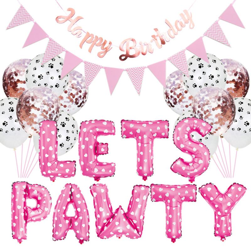 Set Bong Bóng Hình Dấu Chân Chó Mèo Trang Trí Tiệc Sinh Nhật Cho Bé