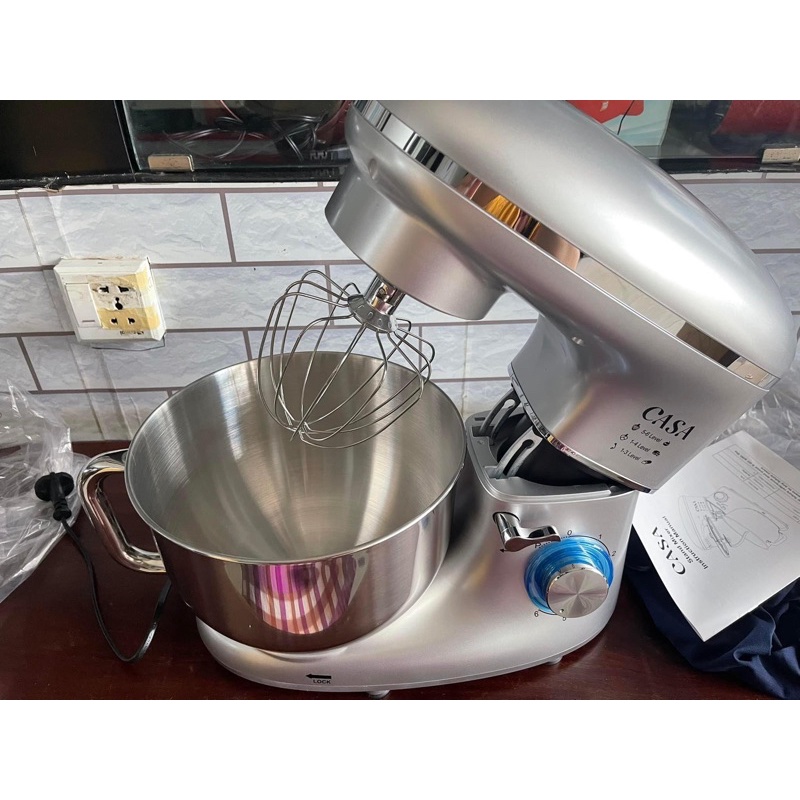 Máy trộn bột CASA màu bạc 5.5 lít 1500w, hàng xuất Đức, Anh, Mỹ