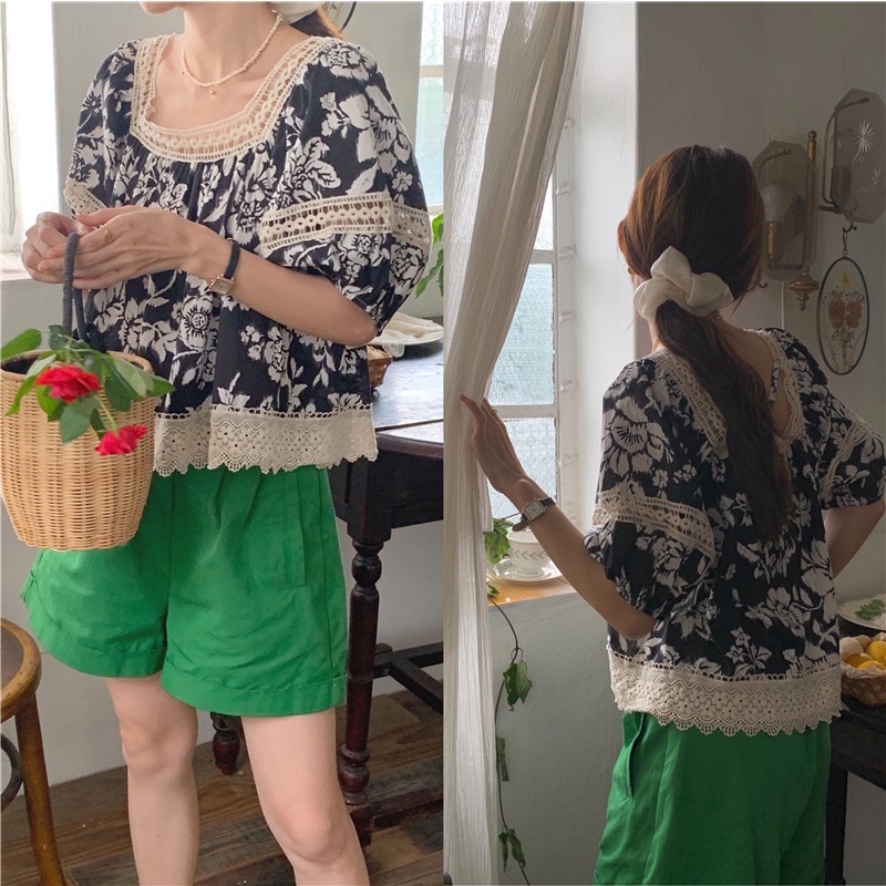 Áo Sơ Mi Ren Hoa Ngắn Tay Thời Trang Sành Điệu 53322