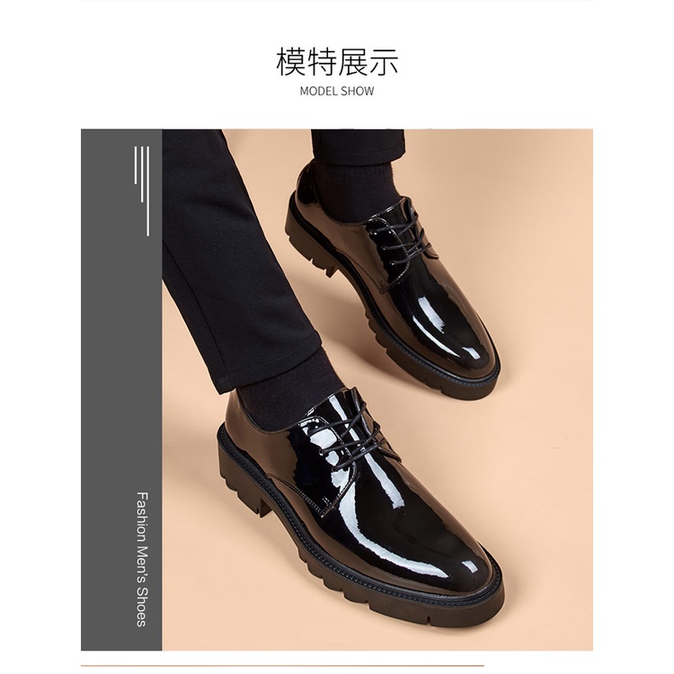 Giày tây nam công sở mũi tròn màu đen bóng chất liệu da bò cao cấp VIP01 - Puno Official Store