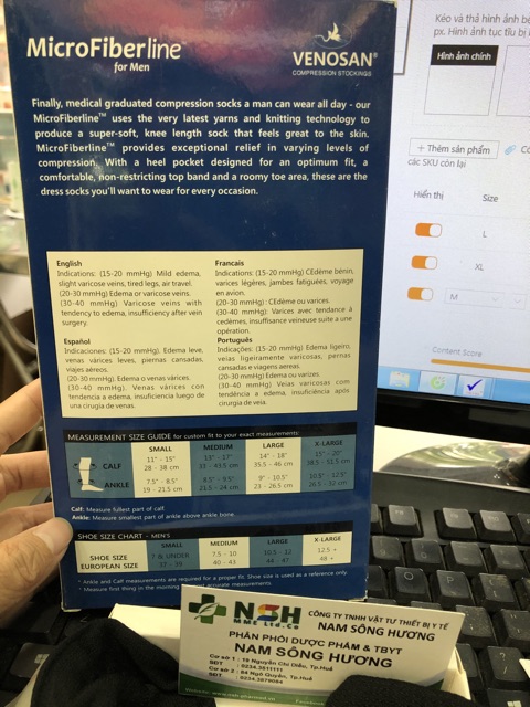 [HÀNG HÃNG] Vớ gối tất gối áp lực y khoa điều trị suy giãn tĩnh mạch đầu gối cho nam giới VENOSAN Thụy Sỹ