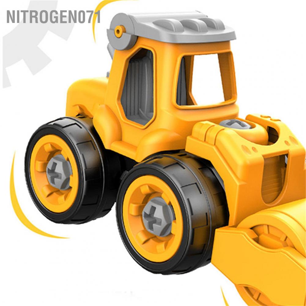Nitrogen071 Xe xây dựng dành cho trẻ mới biết đi Mô phỏng bộ đồ chơi bao gồm 4 câu đố Bộ đồ chơi có thể tháo rời cho trẻ em với tuốc nơ vít
