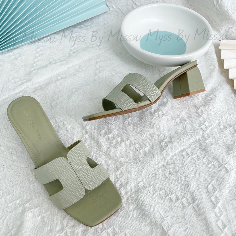 Giày guốc nữ chữ H gót trụ 5cm thời trang MYSS - SU109