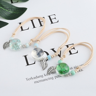 Vòng đeo tay mặt kính phối hoa khô độc đáo thời trang