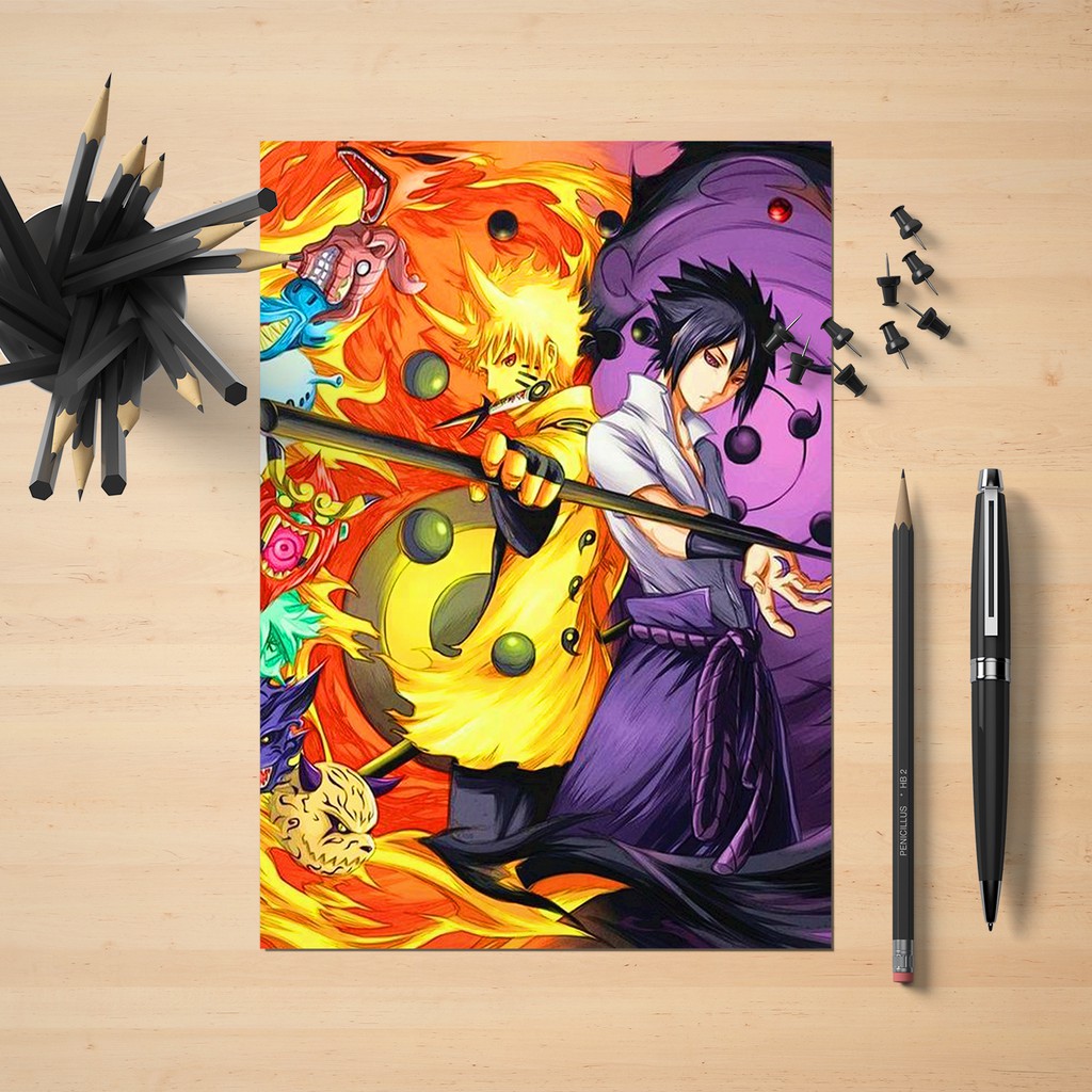 Tranh in Naruto và Sasuke lục đạo - Art Print khổ A4