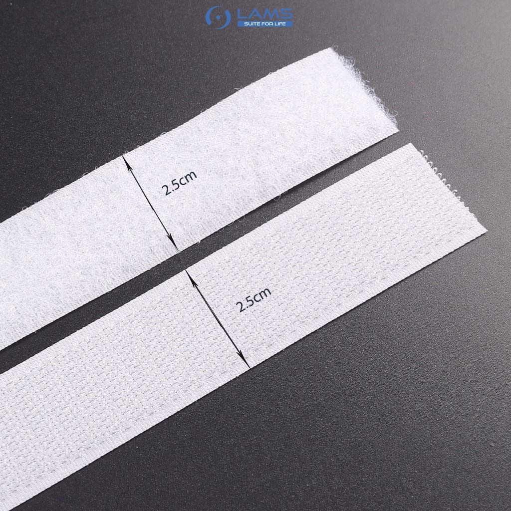 Miếng dán xé bản 2.5cm, băng dính gai velcro tape/ khóa nhám không keo  màu xám, đen, trắng