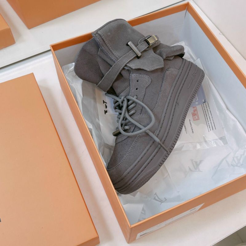 H(ẢNH THẬT) Giày Thể Thao Xám Cổ Cao Da Mềm Êm Fullbox Cao Cấp