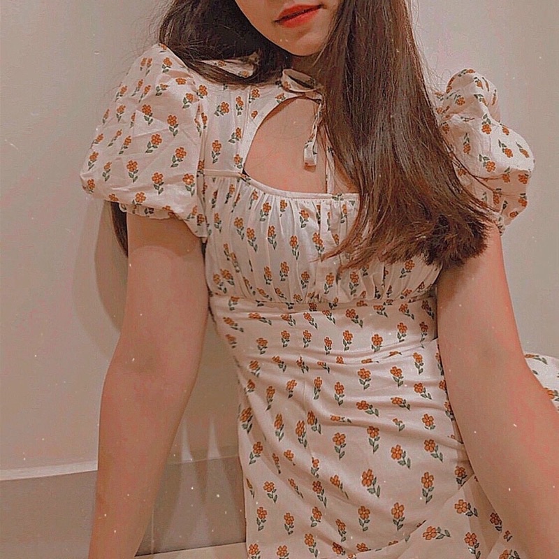 Đầm midi khoét ngực dáng maxi form chuẩn hoạ tiết hoa Sun Fashion