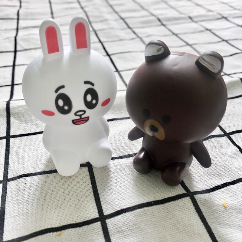 Cặp gấu nâu thỏ trắng mini dễ thương trang trí hpbd
