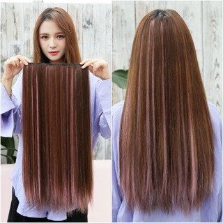 Tóc giả kẹp 5 phím thẳng dài 60cm kèm line nhiều màu sắc cá tính - Banana Store