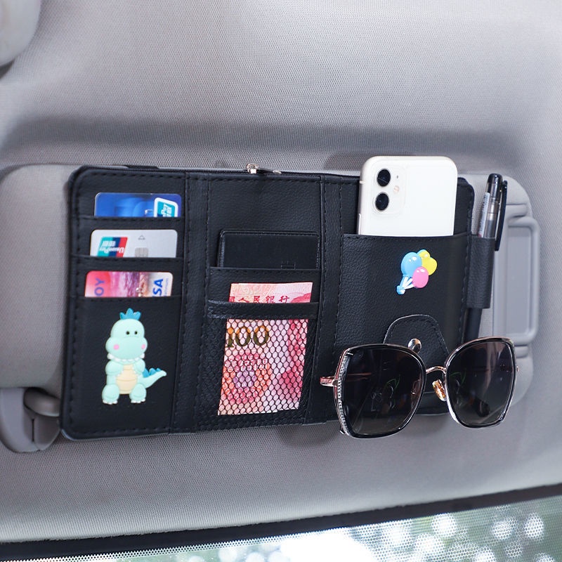 Ví Đựng Thẻ Họa Tiết Hoạt Hình Gắn Tấm Che Nắng Xe Hơi