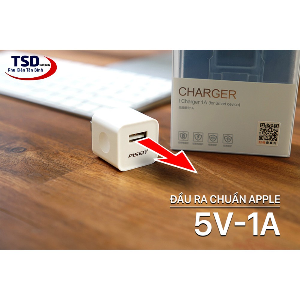 Cốc Sạc Pisen 1A Bảo Hành 12 Tháng - Adapter Pisen 1A