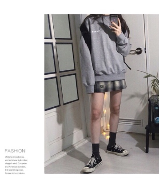 Áo nỉ nữ basic in chữ phong cách hoodie form rộng N556