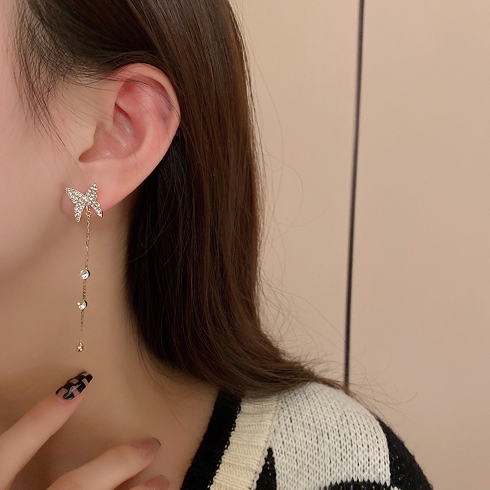 Bông Tai HìNh BướM ĐíNh Đá/NgọC Trai Giả Xinh XắN