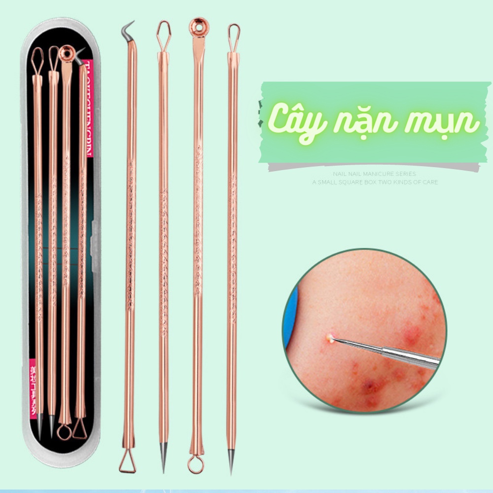 Bộ 4 Món Que Nặn Mụn Đầu Đen, Trứng Cá