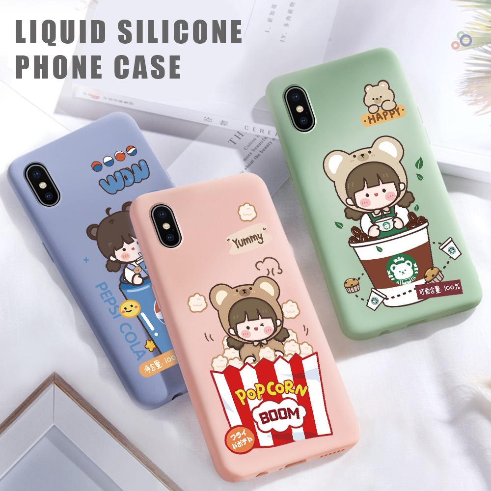 Ốp điện thoại silicone in hình bé gái/ly nước Starbucks Pepsi/đồ ăn McDonald's cho Xiaomi Redmi Note 9S 9T 9 8 7 5 PRO