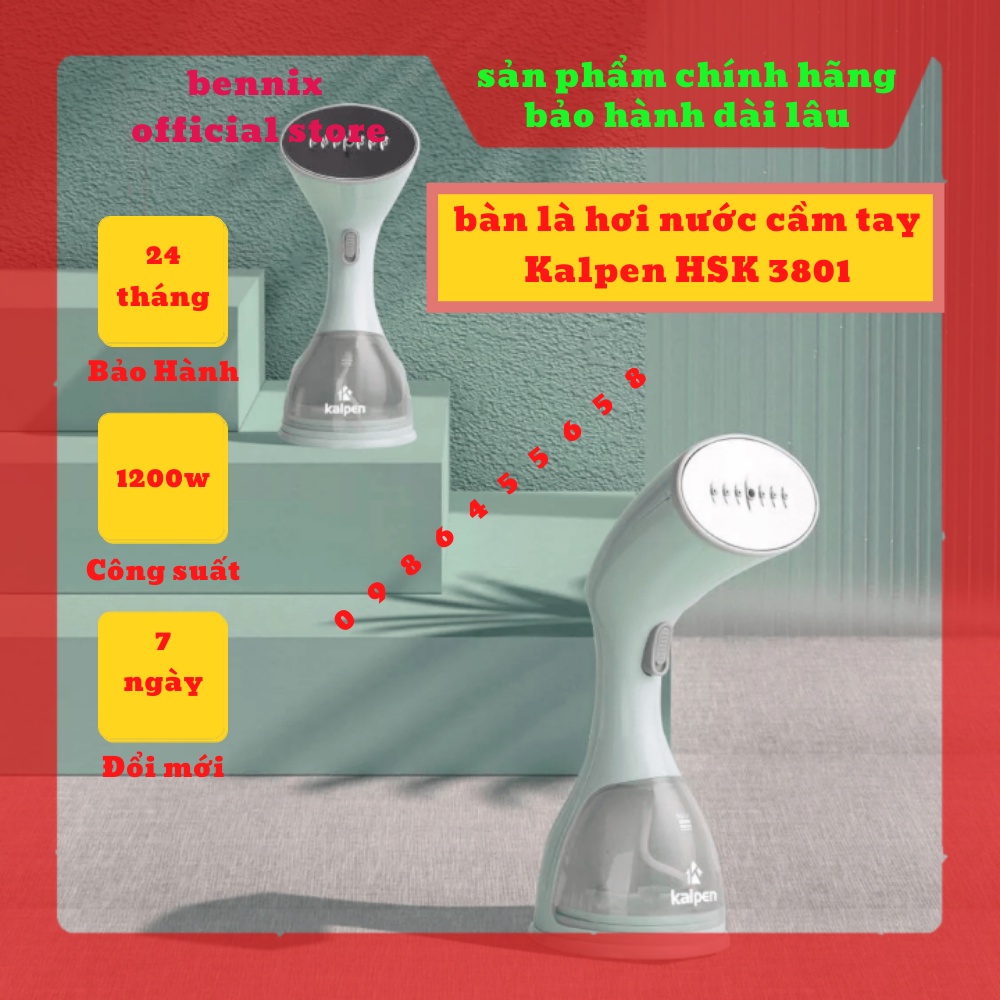 Bàn là hơi nước cầm tay, bàn ủi hơi nước thông minh Kalpen HSK 3801, công nghệ Đức