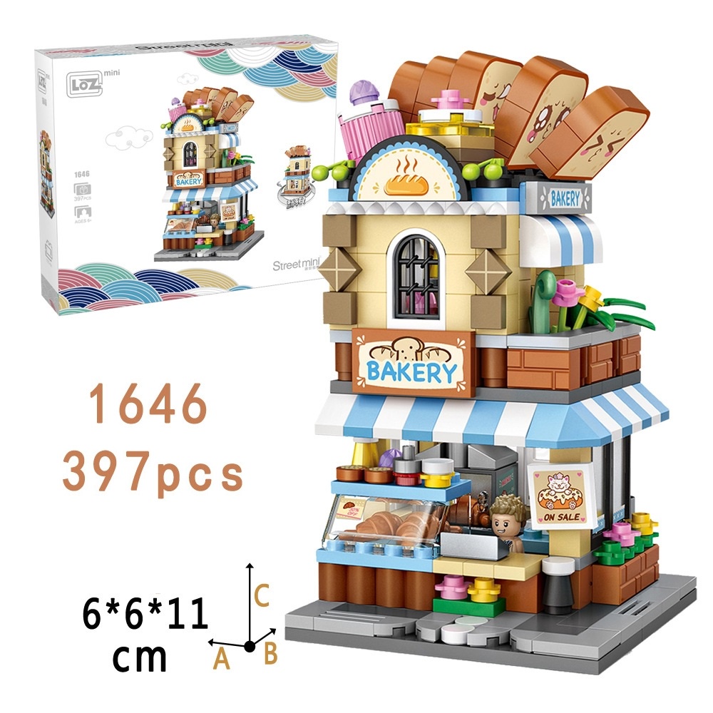 Đồ chơi lắp ráp building blocks mô hình cửa hàng tiện lợi- hair salon-photo studio- bakery-clothing store