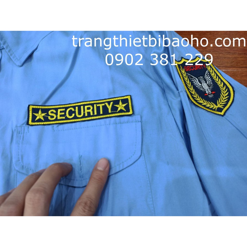 Áo bảo vệ bo dưới kiểu budong màu xanh dương kèm 2 logo - hình thật