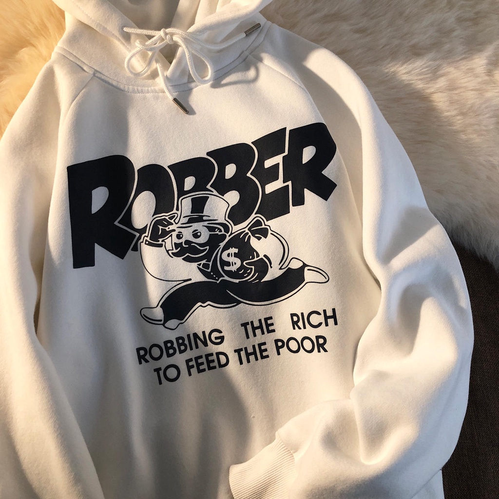 【ZHELIHANGFEI】Áo Hoodie Dáng Rộng In Họa Tiết Xinh Xắn Theo Phong Cách Retro Dễ Phối Đồ