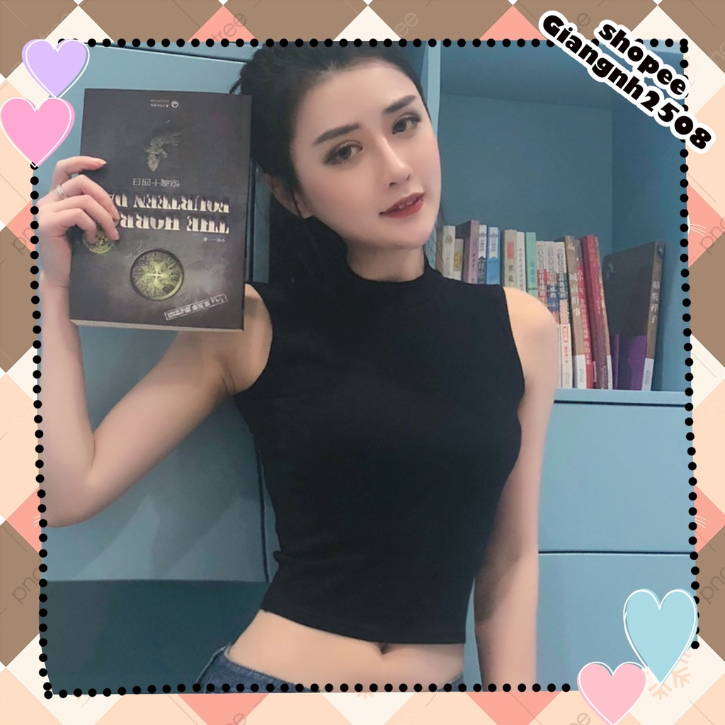 A007 Áo Croptop ba lỗ ôm body thể thao, áo tank top sát nách crt đen trắng ulzzang trẻ trung, bra tập gym, yoga nữ