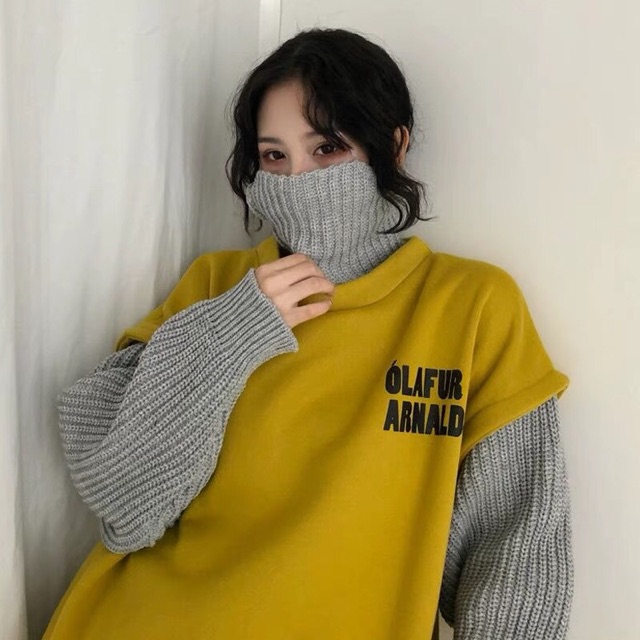 Áo len cổ lọ liền áo gile nỉ nữ dày ulzzang korea | BigBuy360 - bigbuy360.vn
