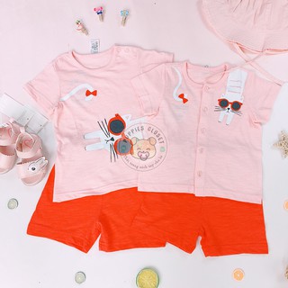 Bộ quần áo cộc tay cotton giấy mèo hồng cordii