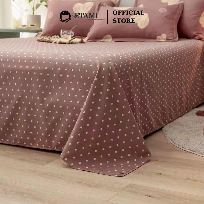 Bộ chăn ga gối  cao cấp ETAMI cotton poly tim vàng xước cute miễn phí bo chun drap giường ga trải giường P18