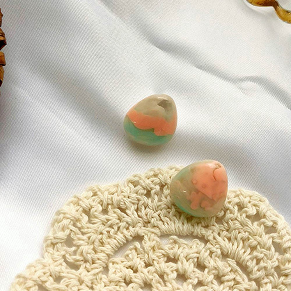 Khuyên kẹp vành tai hình giọt nước bằng nhựa Resin màu xanh lá/tím không xỏ lỗ cho nữ