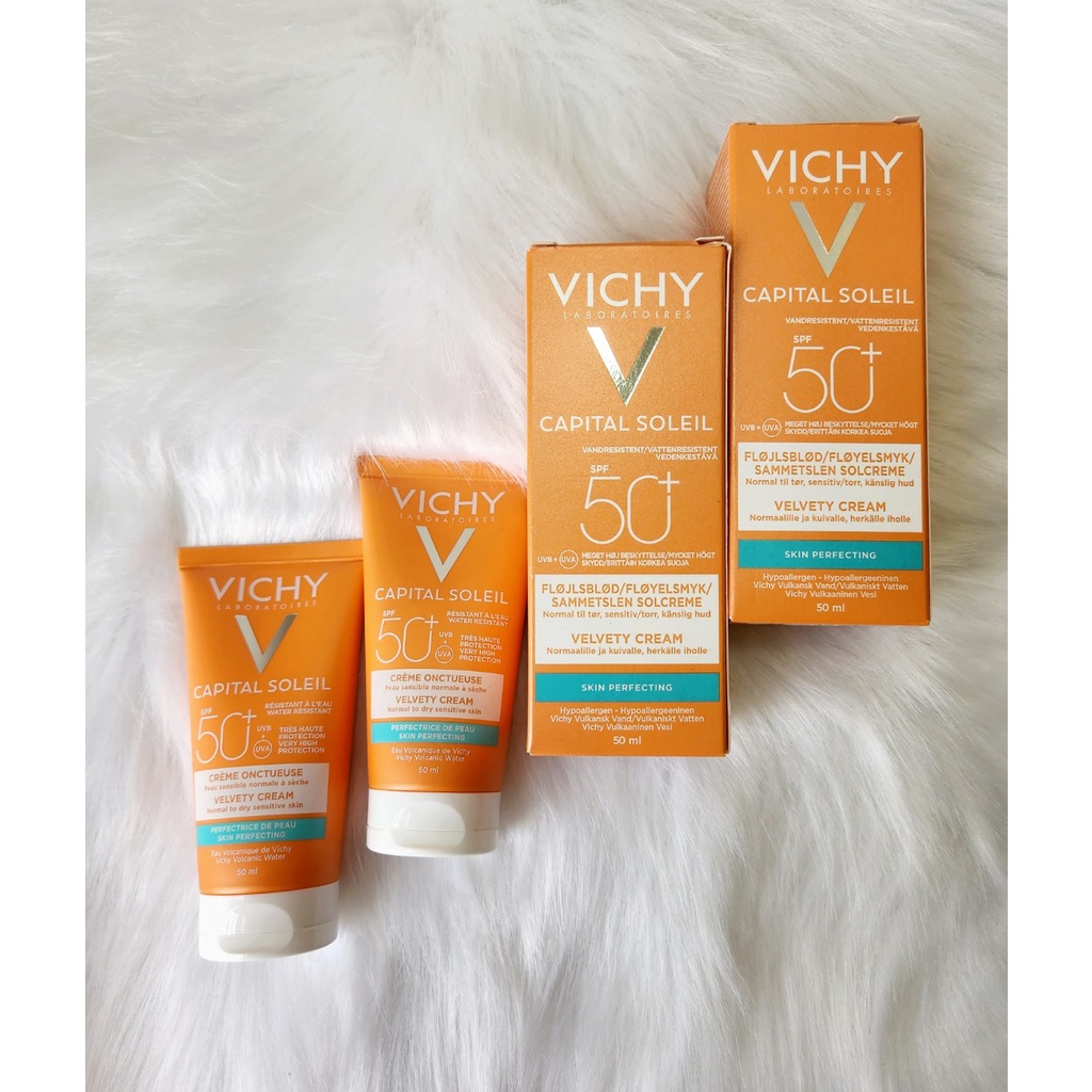 Kem chống nắng Vichy Capital Soleil Velvety Cream SPF50+ 50ml chống tia UVA+UVB dành cho da khô, thiên khô, da nhạy cảm