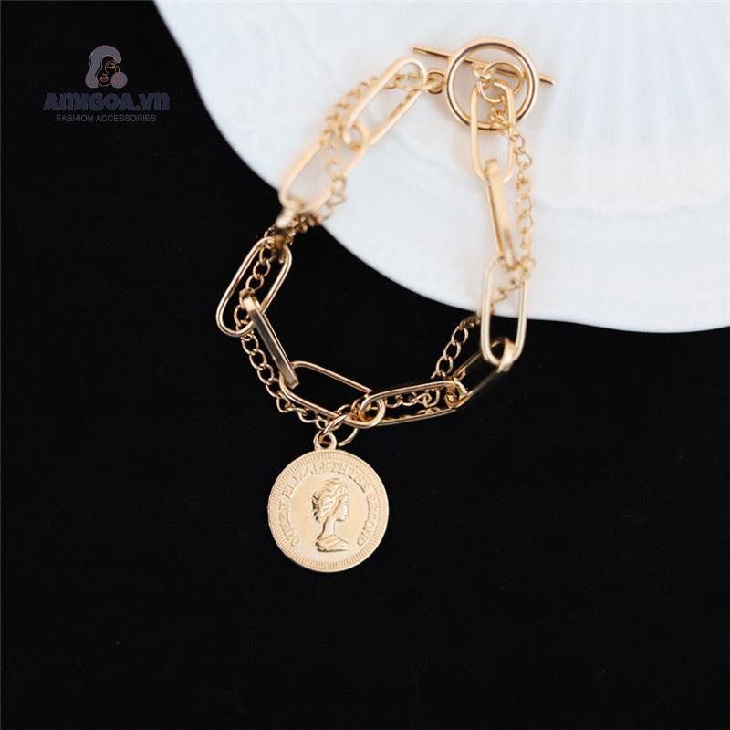 Vòng Đeo Tay Bằng Bạc Hình Chân Dung Phong Cách Cổ Điển