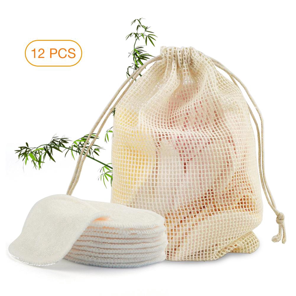 Set 12 bông tẩy trang chất liệu cotton than tre cho người mới bắt đầu có thể tái sử dụng