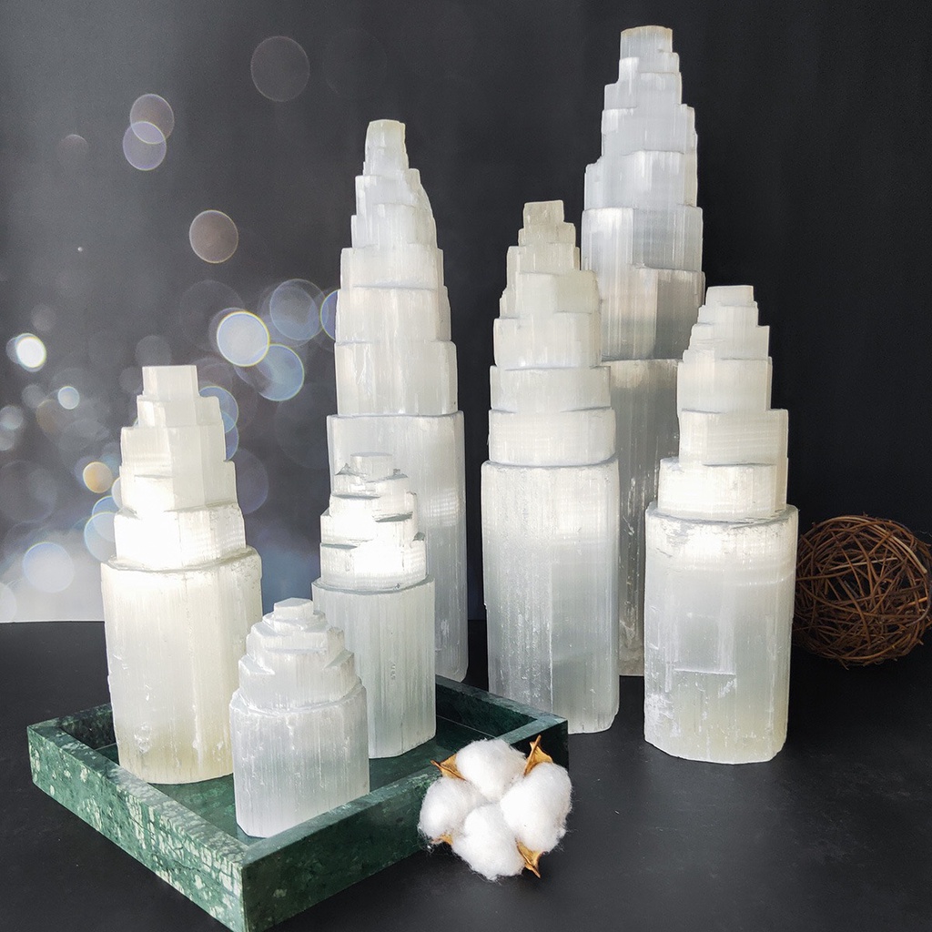 Tháp đá thanh tẩy SELENITE, selenite crystal tower, Selenite Crystal Tower for Reiki, Healing, and E