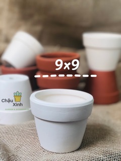 CHẬU ĐẤT NUNG TRẮNG NÂU ( SIZE 9X9CM )